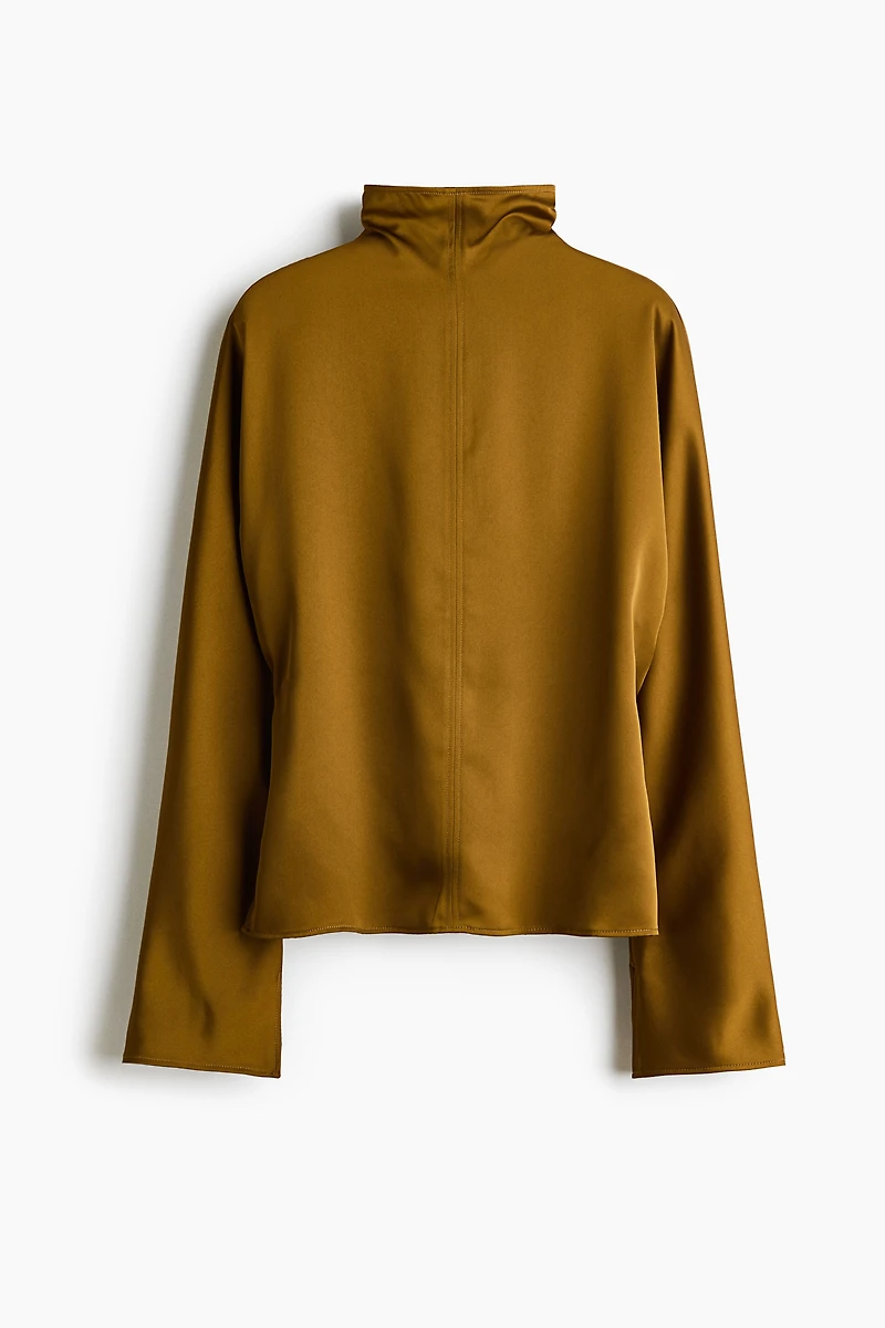 Satin Mock Turtleneck Top