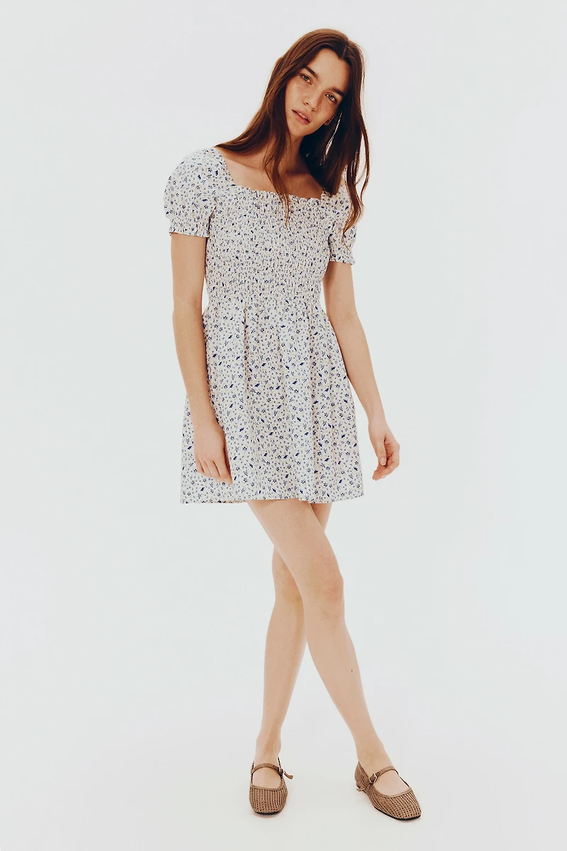 Robe smockée en popeline