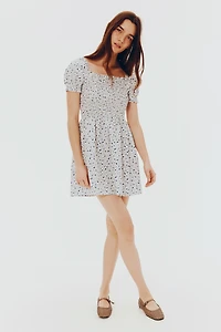 Robe smockée en popeline