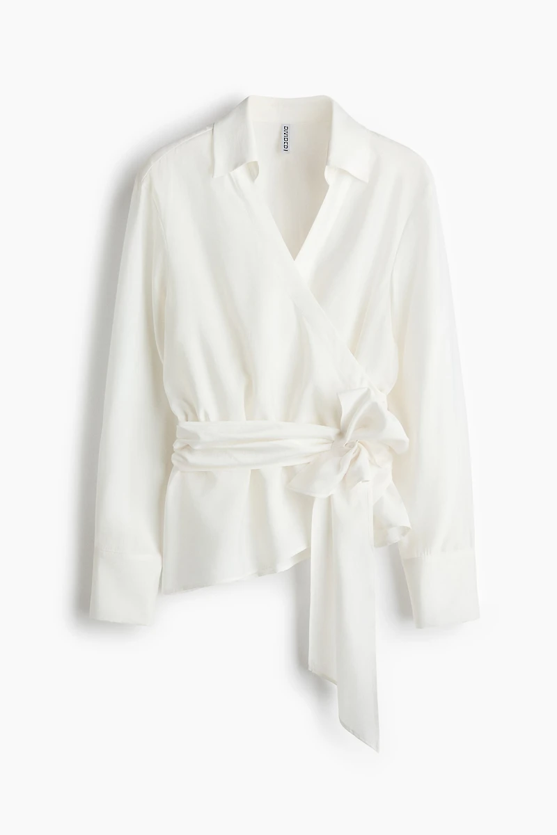 Chemise croisée en viscose mélangée