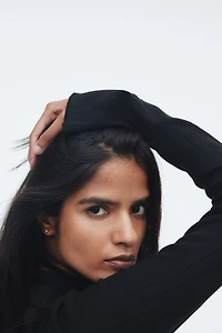 Haut côtelé avec col cheminée