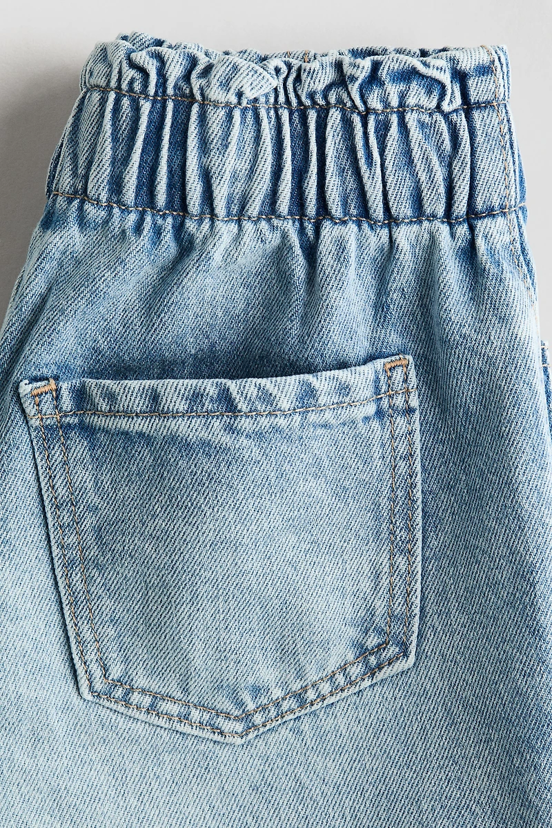 Paper-Bag Denim Shorts
