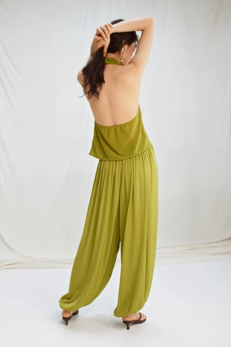 Draped-Panel Balloon-Leg Pants