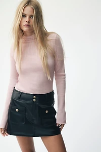Ribbed Mock Turtleneck Top
