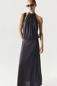Gathered Open-Back Dress