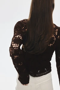 Crochet-Look Cardigan