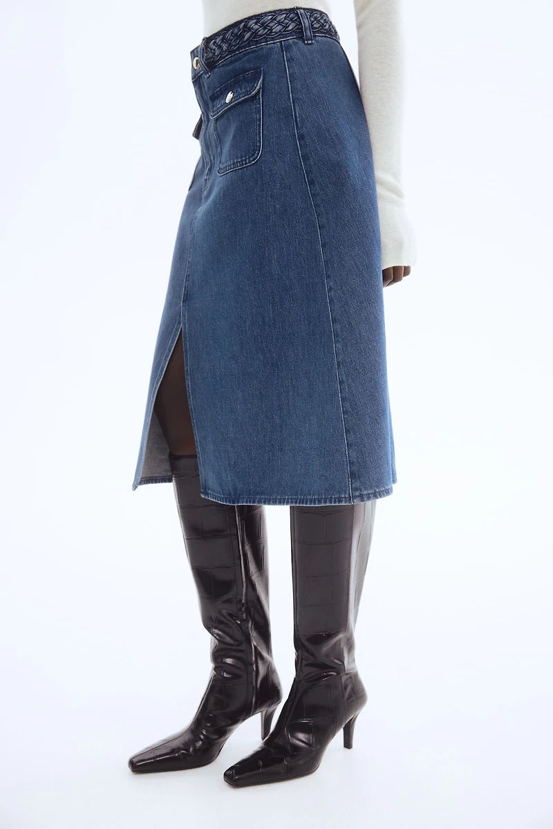 Jupe en denim avec galon tressé