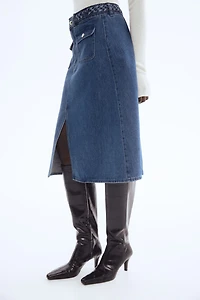 Jupe en denim avec galon tressé