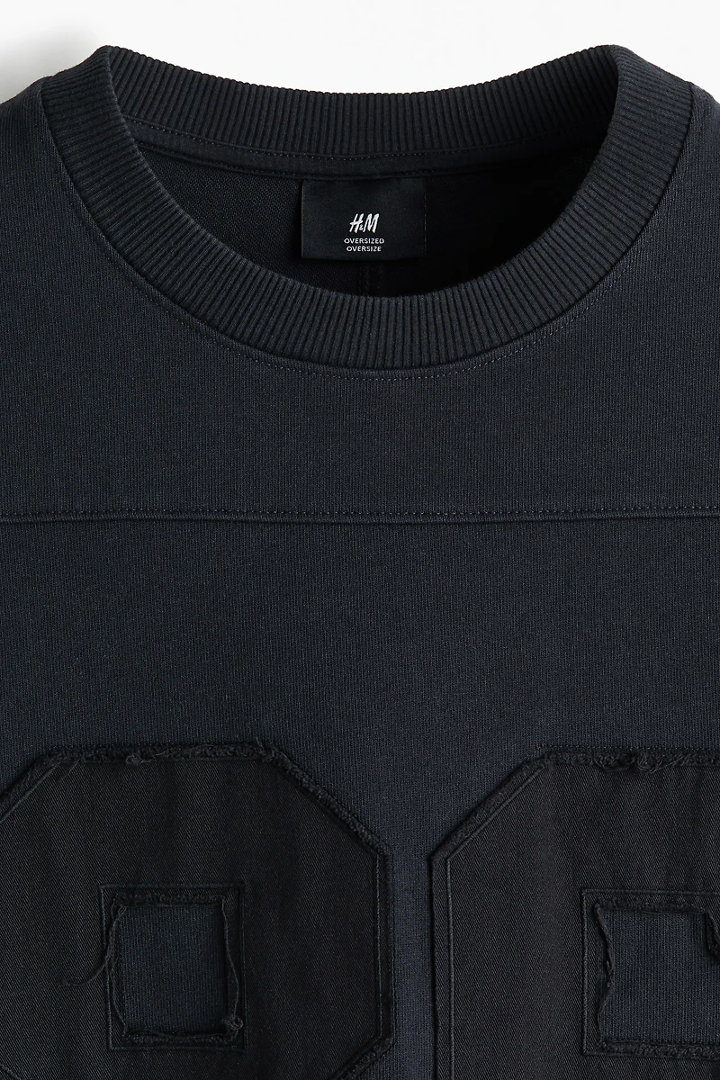 Oversized Motif-Detail Cotton T-Shirt