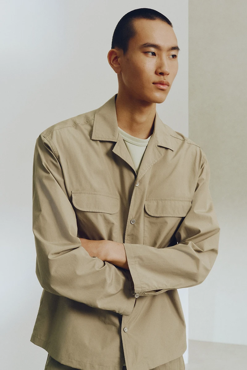 Chemise ample en coton avec col cubain