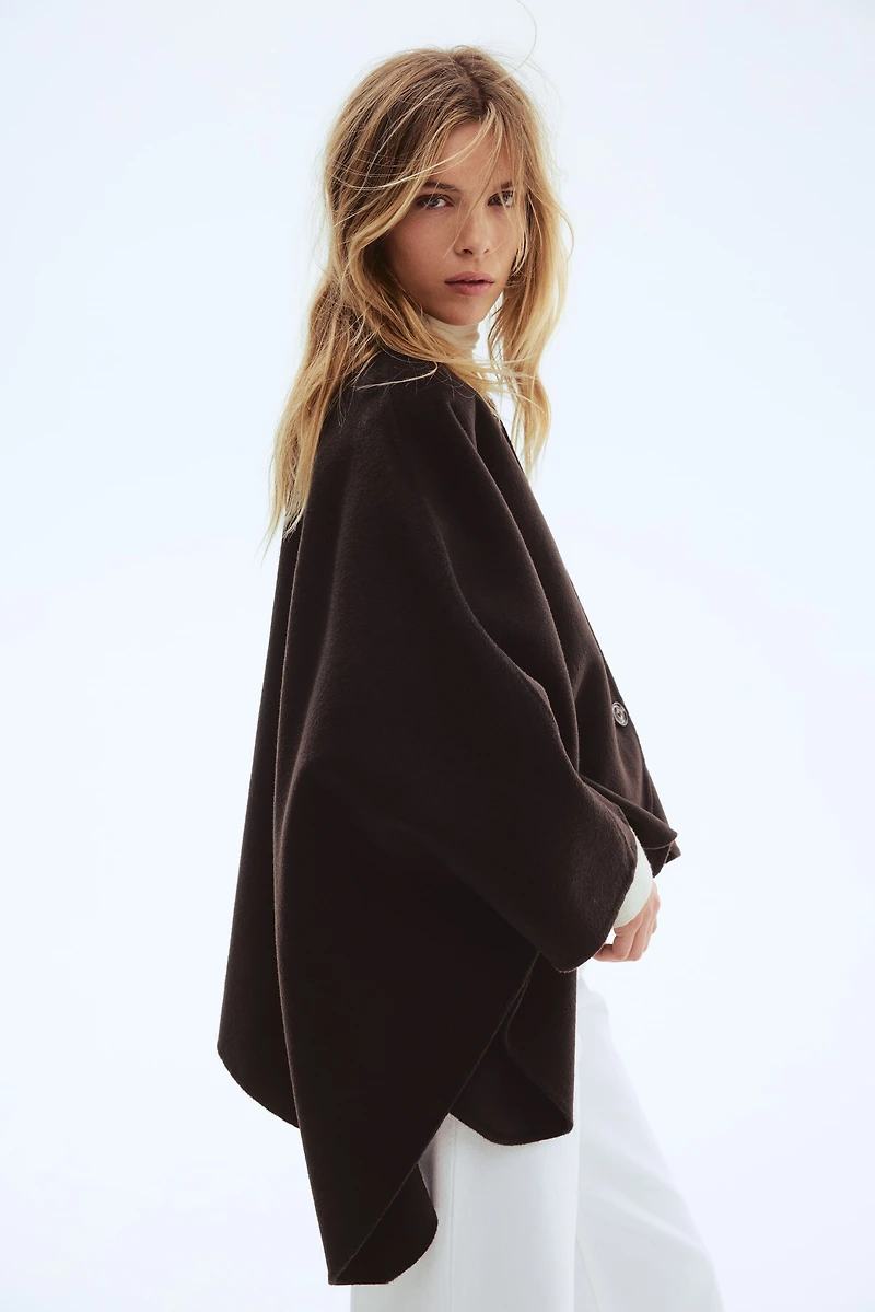 Wool-Blend Cape Jacket