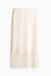 Lace-Trimmed Satin Skirt