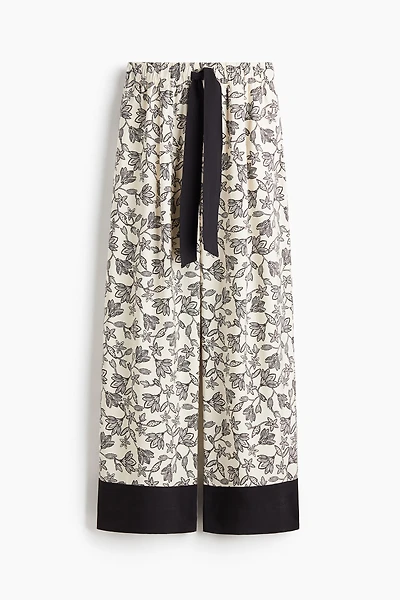 Wide-Leg Pants with Tie Belt