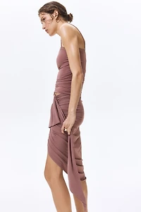 Draped Tie-Detail Skirt
