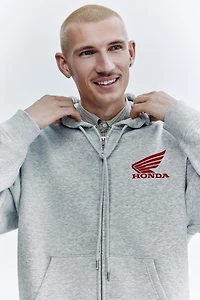 Loose-Fit Printed Hooded Jacket