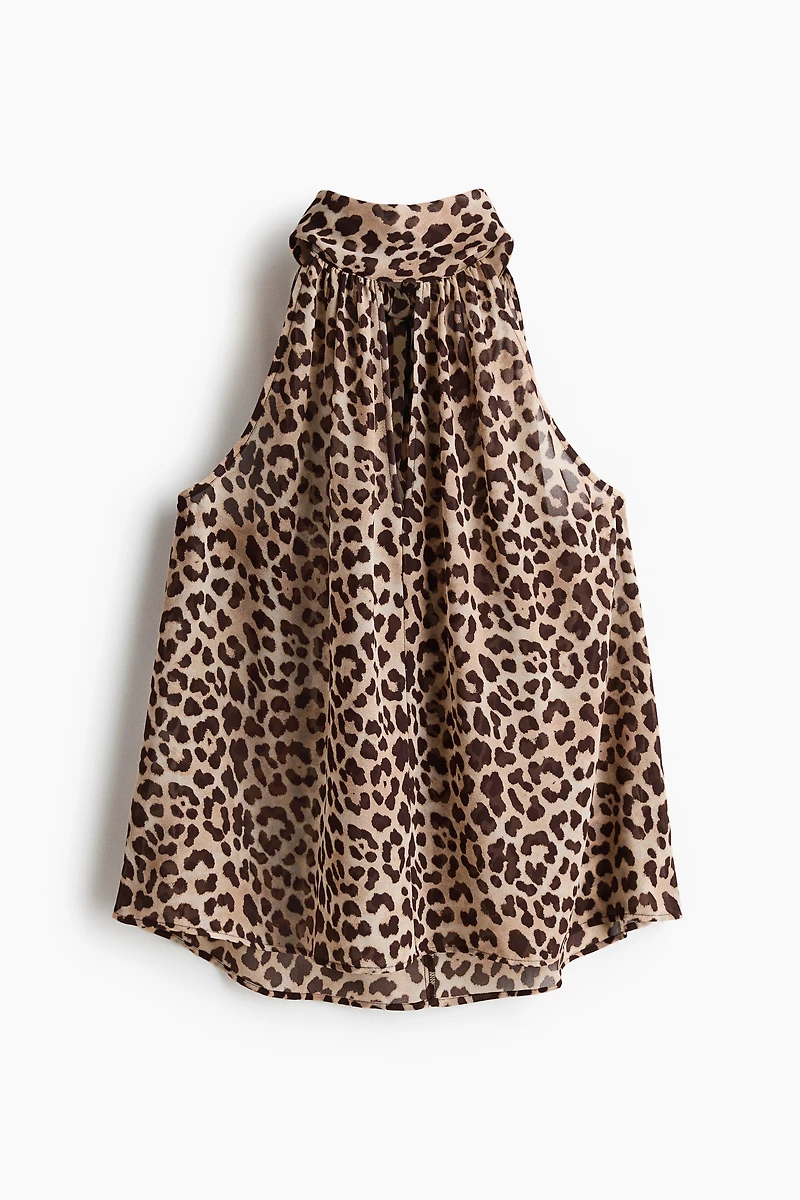 Scarf-Collar Chiffon Top