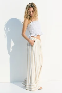Linen-Blend Drawstring Pants
