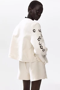 Cotton Shorts with Eyelet Embroidery