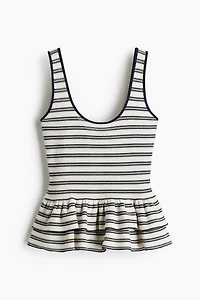 Textured-Knit Peplum Tank Top