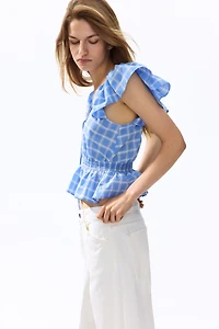 Flutter-Sleeved Peplum Blouse