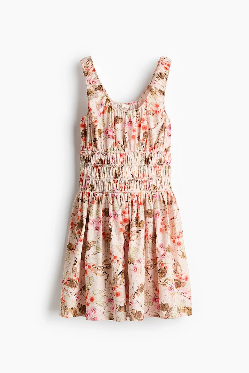 Smocked-Waist Poplin Dress