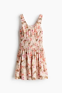 Smocked-Waist Poplin Dress