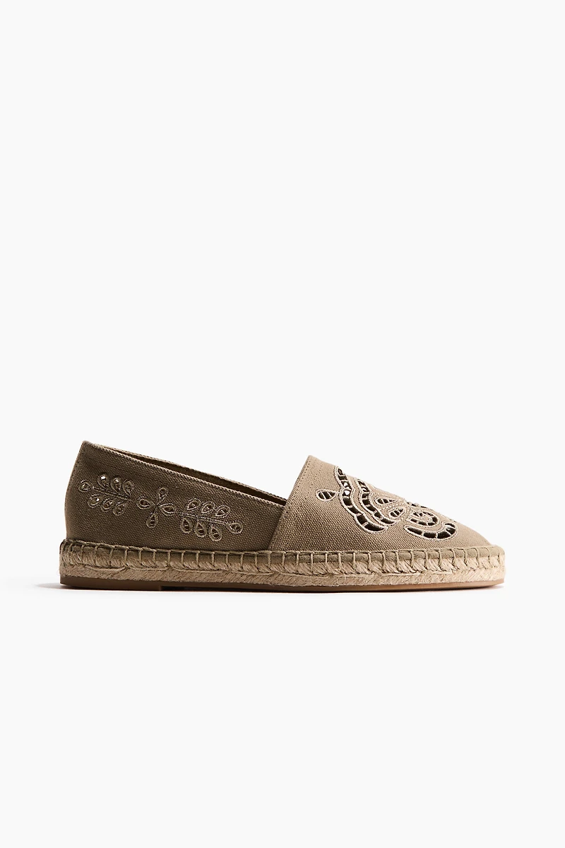Espadrilles with Eyelet Embroidery