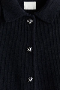 Rib-Knit Wool Cardigan