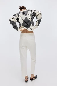 Jean Mom à la cheville près du corps taille haute