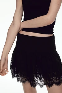 Lace-Trimmed Mini Skirt