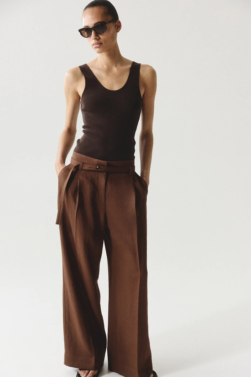 Wide-Leg Pants with Belt