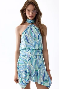 Flared Halterneck Dress