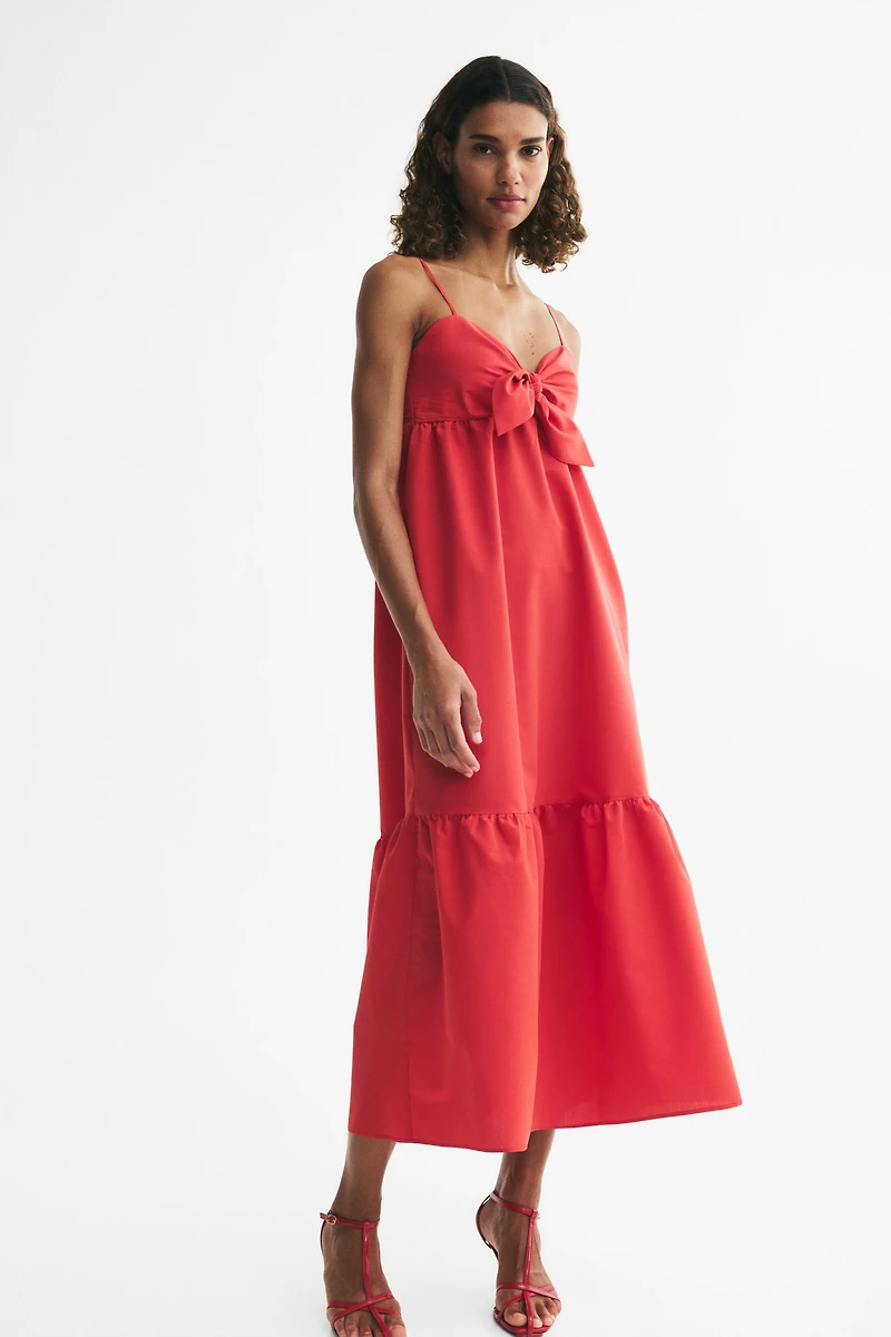 Tie-Detail Tiered Dress