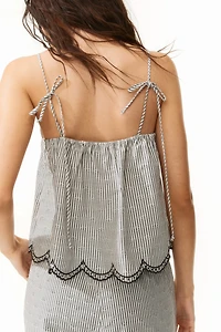 Embroidered tie-strap top