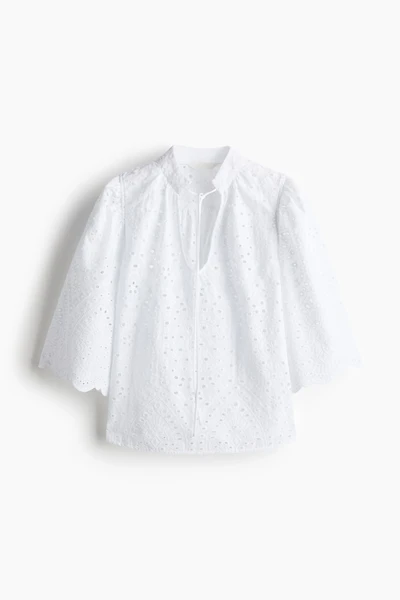 Blouse with Eyelet Embroidery