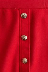 Button-Front Fine-Knit Skirt