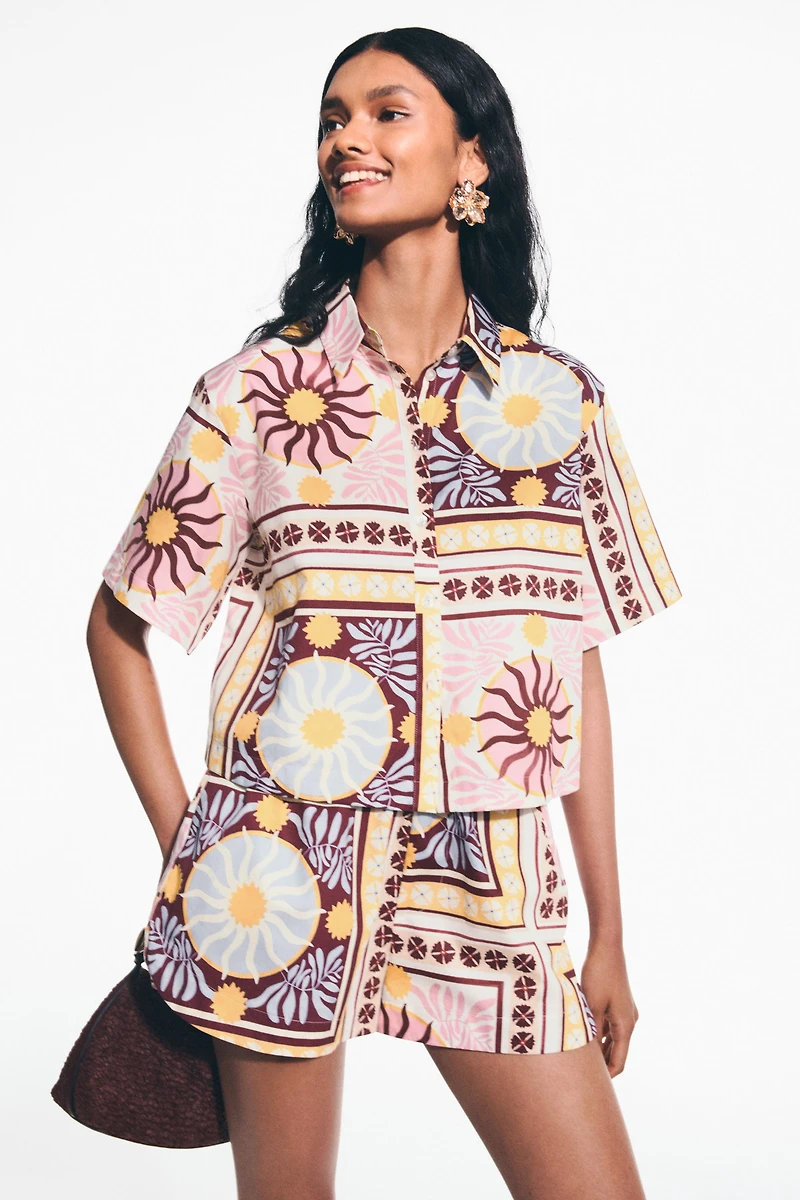 Patterned Poplin Shirt