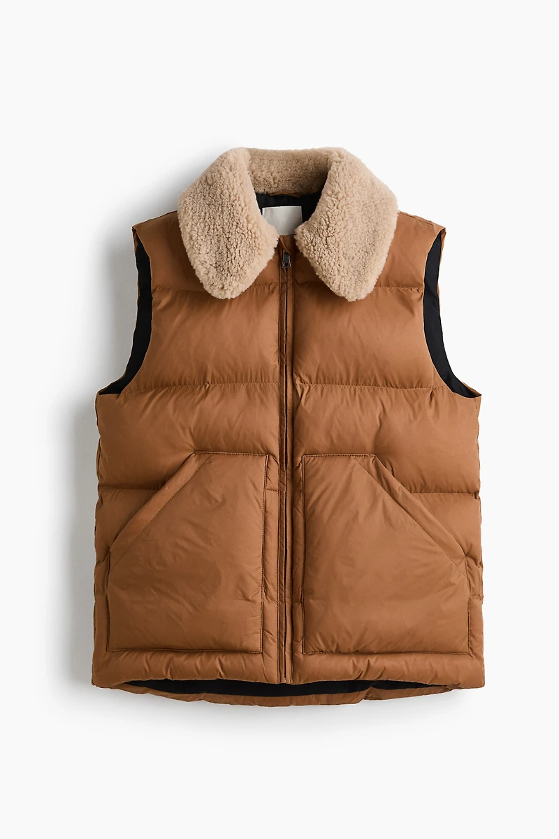 Puffer Vest with Teddy Fleece Collar