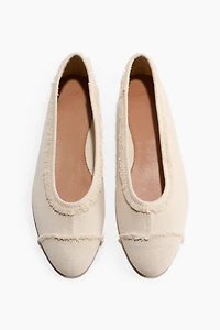 Frayed Cotton Ballet Flats