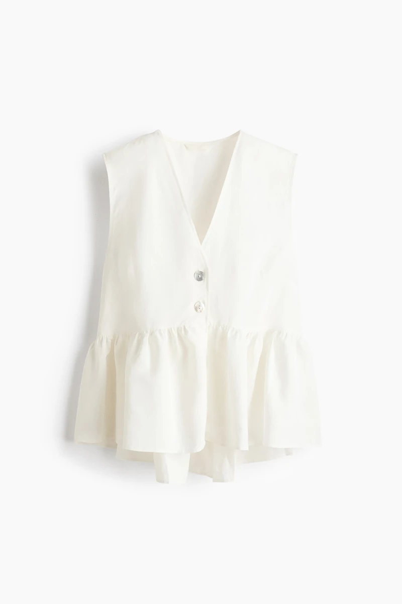 Linen-Blend Peplum Top