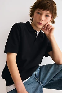 Waffle-Knit Polo Shirt