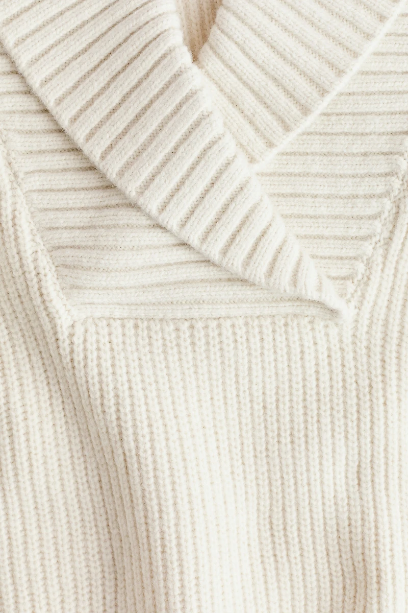 Rib-knit shawl-collar jumper