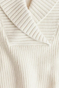 Rib-knit shawl-collar jumper