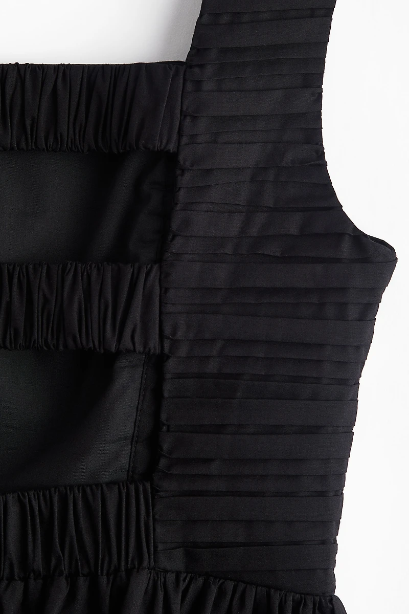Pintuck-Detail Dress with Flared Skirt