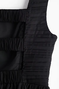 Pintuck-Detail Dress with Flared Skirt