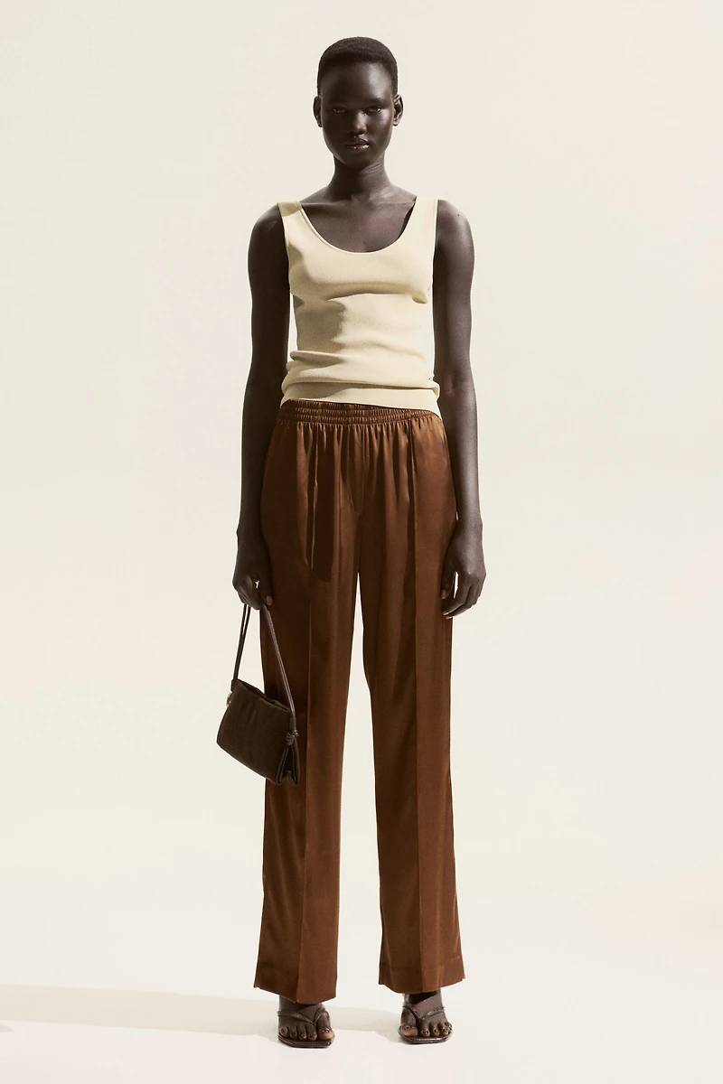 Wide Crease-Detail Pants