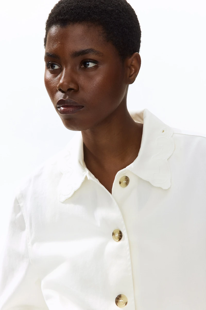 Twill Jacket with Eyelet Embroidery