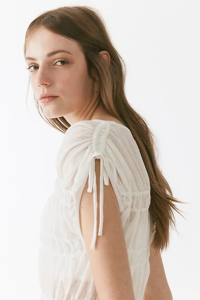 Smocked Fine-Knit Top