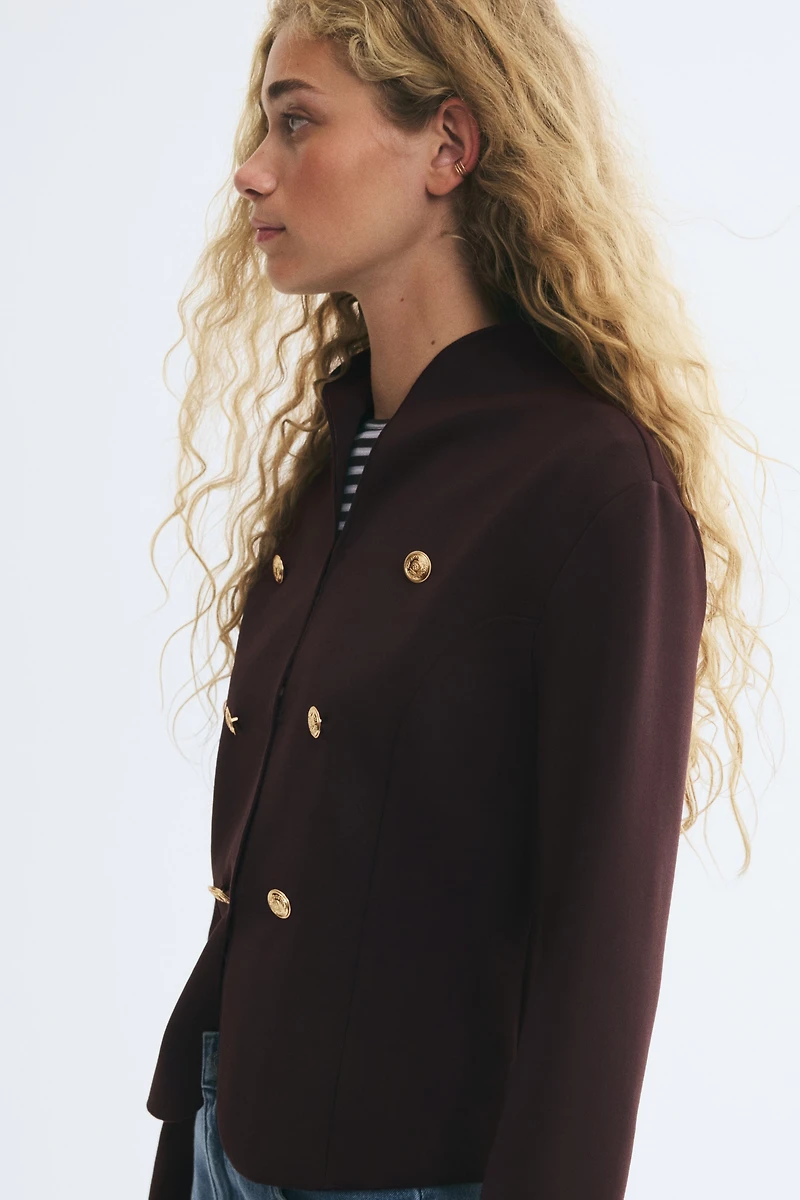 Button-Detail Jersey Jacket