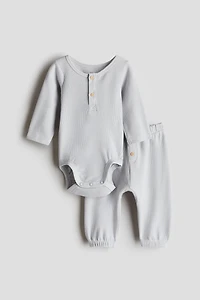 2-piece Henley Bodysuit and Pants Set